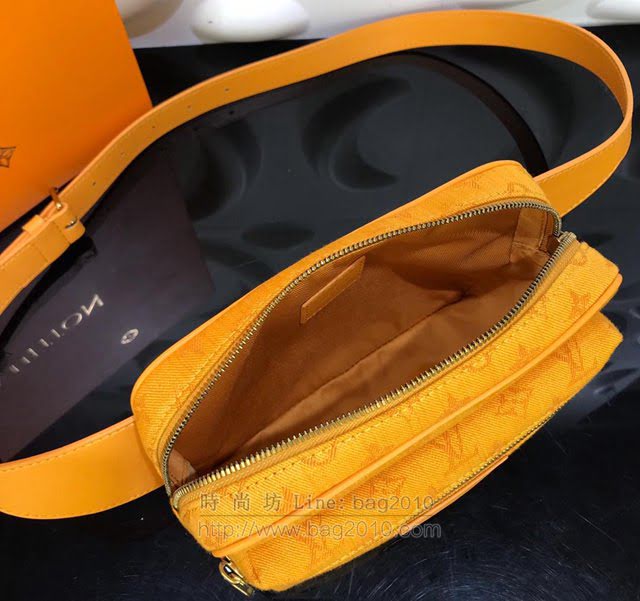 LV腰包 路易威登Outdoor腰包 赭石色丹寧布 LV男士休閒腰包 LV挎包  ydh2967